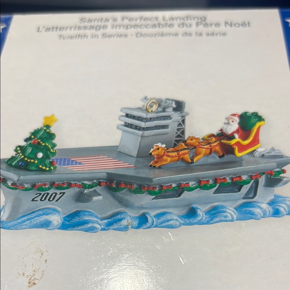 santa's perfect landing Holiday Rooftop Ornaments